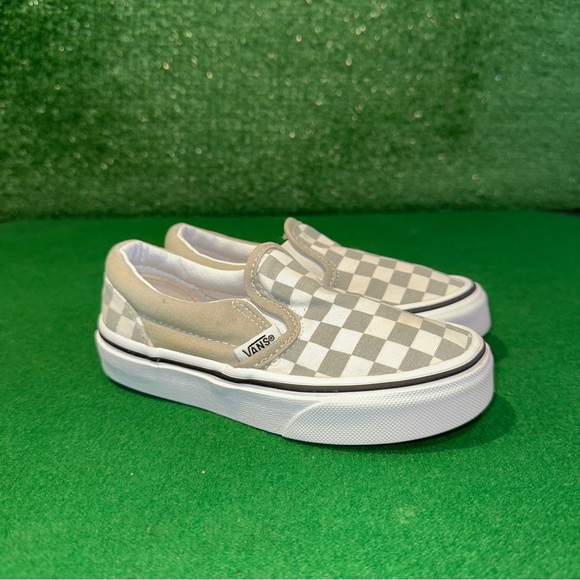 Vans Other - Vans Low Checkered Slip-Ons Green White Preschool Kids Size 10.5C